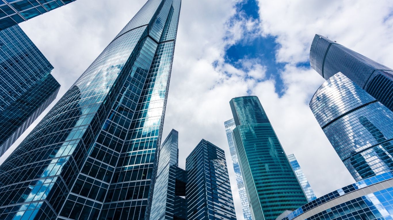 Skyscrapers symbolizing global business operations and outsourcing services for companies expanding internationally